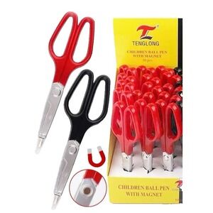 One Black - Mock Scissors Gel Ink Ballpoint Pen With Magnet Refillable‎ NEW